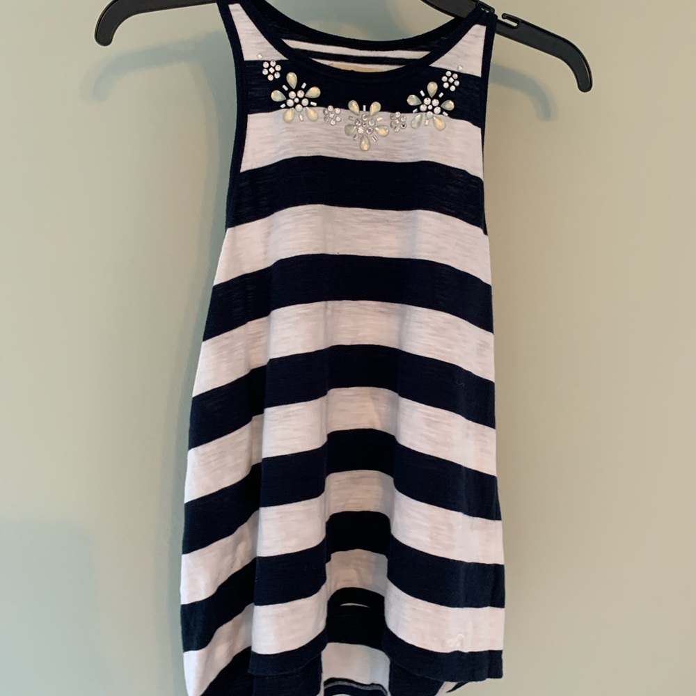 Navy Blue Striped Hollister Tank